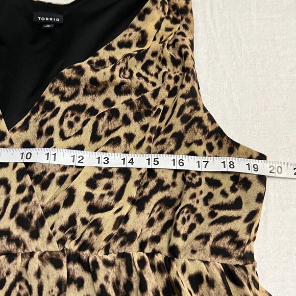 Torrid Plus Size 2X Leopard Print Sleeveless Asymmetrical Hem Dress Elatic Waist - Picture 6 of 9